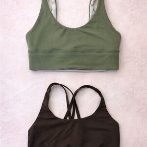 Lululemon Align Reversible Green Twill Sage & Energy Dark Olive Sports Bra Set